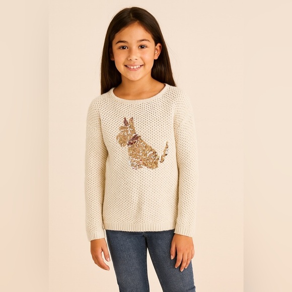 Gap Cream Sweater with Sequin Dog Design 12 - Picture 5 of 5